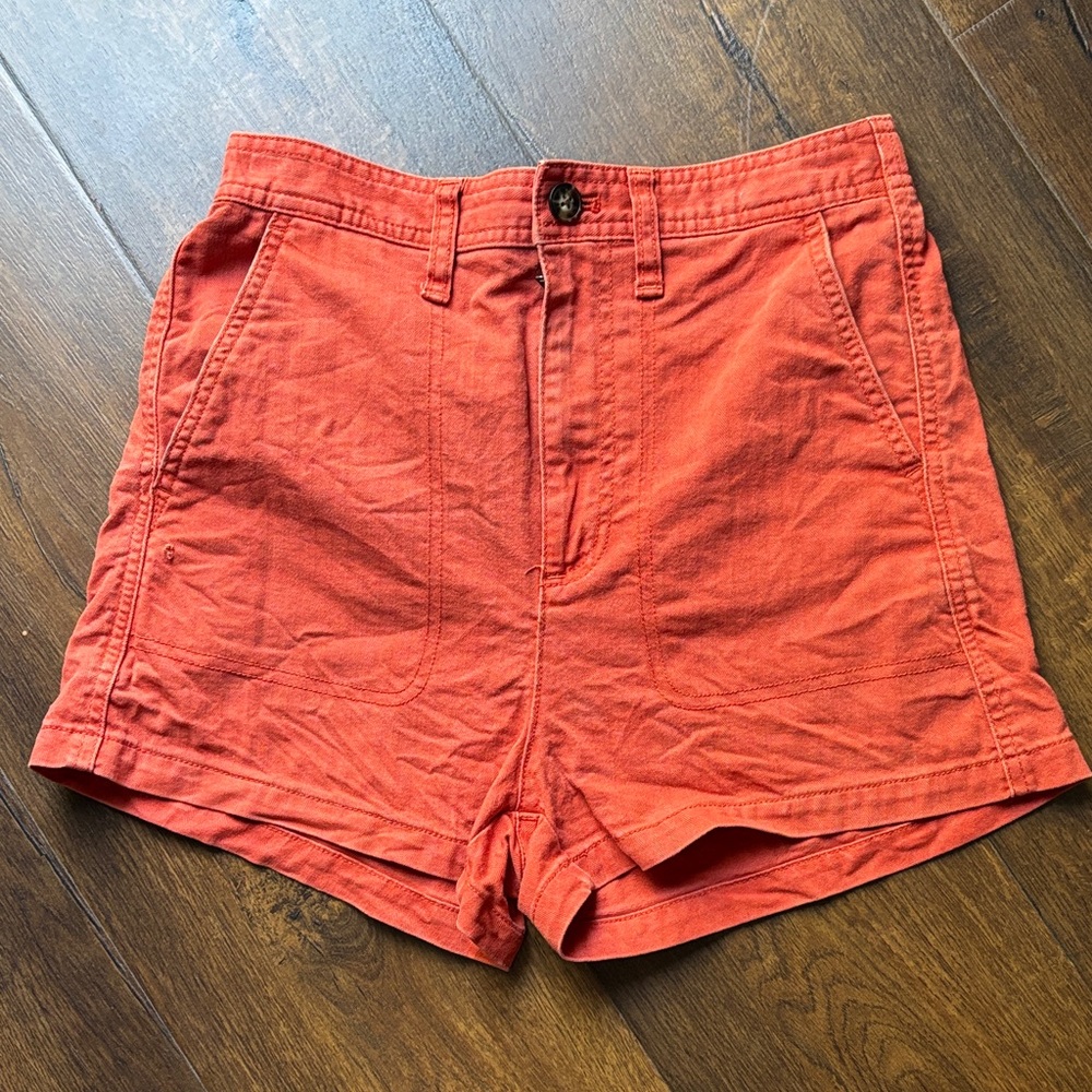Madewell High-Waist Cotton Shorts in orange